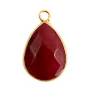 Natural stone charms Granite drop Dark Fruit Dove Pink-Gold