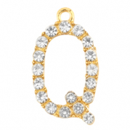 Metal rhinestone charms initial Q Gold
