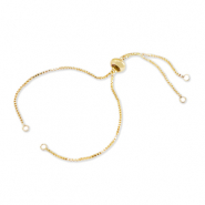 DQ European metal findings semi bracelet with smart bead stopper Gold (nickel free)