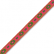 Ribbon with flowers Orange-Green-Pink