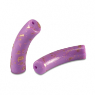 Acrylic beads tube shiny Purple-Gold