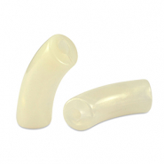 Acrylic tube beads shiny Golden Off White