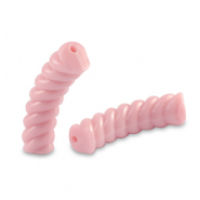 Acrylic tube beads twisted Light Rose