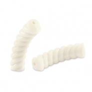 Acrylic tube beads twisted Off White