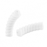 Acrylic tube beads twisted White