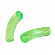 Acrylic tube beads Peridot Green-AB Coating