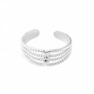 Stainless steel rings with loop Silver