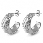 Stainless steel earrings / earpins imitation pearls Silver
