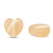 Glass beads Cat's eye heart Peach Orange
