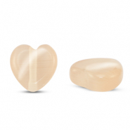 Glass beads Cat's eye heart Peach Orange