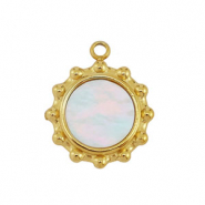 Stainless steel charm shell sun Gold-White (natural colour)