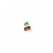 Stainless steel charms cherry Silver-Red-Green