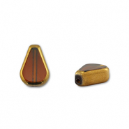 Glass beads drop Yellow Transparent-Gold