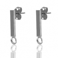 DQ European metal findings earpin bar Silver Anthracite (nickel free)