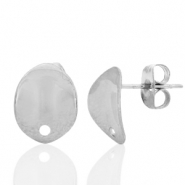 Stainless steel earrings/earpin oval with eye Silver