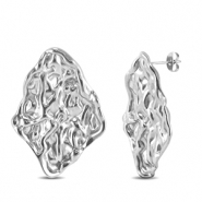 Stainless steel earrings / earpins irregular Silver