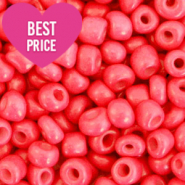 Glass seed beads 6/0 (4mm) Neon Coral Red