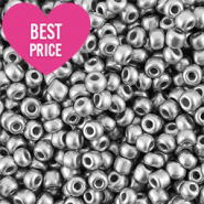 Glass seed beads 6/0 (4mm) Metallic Shine Silver