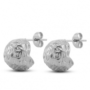 Stainless steel earrings / earpins round Silver