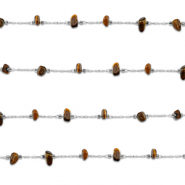 Stainless steel findings belcher chain Tigereye irregular Silver-Golden Brown