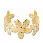 Stainless steel bracelets bangle flower Gold