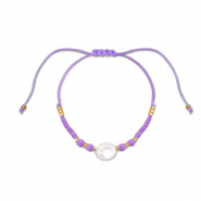 Ready-made Bracelets mixed beads Purple-White-Gold