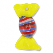 Hand-painted glass charms candy Yellow-Blue-Red-Transparent