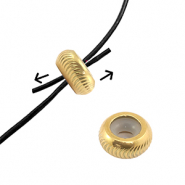 Stainless steel findings smart stopper bead with motif 9mm Gold