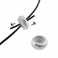 Stainless steel findings smart stopper bead with motif 6mm Silver