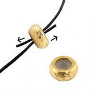 Stainless steel findings smart stopper bead with motif 6mm Gold