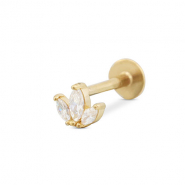 Stainless steel ear piercing leaf Gold