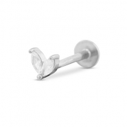 Stainless steel ear piercing leaf Silver