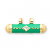 Stainless steel message bead charms Gold-Green-Transparent