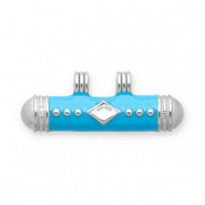 Stainless steel message bead charms Silver-Blue-Transparent