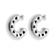 Stainless steel earrings / earpins with hearts Silver