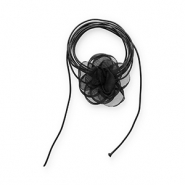 Flower choker organza Black