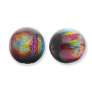 Resin beads with glitter 14mm Purple-Blue-Gold