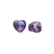 Fashion faceted beads heart Anthracite-AB Coating