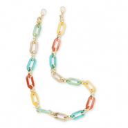 Trendy acrylic phone cord Multicolour-Gold