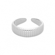 Stainless steel rings with lines Silver