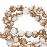 6 mm natural stone beads White-Copper Brown