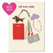 BY31&reg; Jewelley cards "Hot girl vibes" Off White-Red-Lilac-Brown