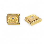 Stainless steel charms for italian bracelet Eye of Providence Gold-Yellow-Blue