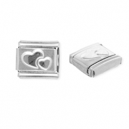 Stainless steel charms for italian bracelet hearts Silver