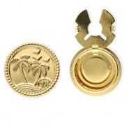 Stainless steel button covers round with palmtree Gold