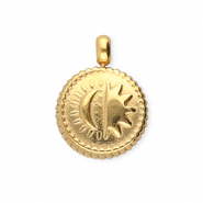 BY31&reg; Stainless steel charms round with sun & moon Gold