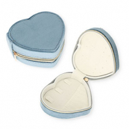 Jewellery travel box heart Grey Blue