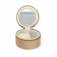 Jewellery travel box with mirror round Brown