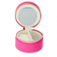 Jewellery travel box with mirror round Hot Pink