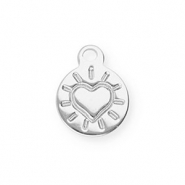 Stainless steel charms round with heart Silver